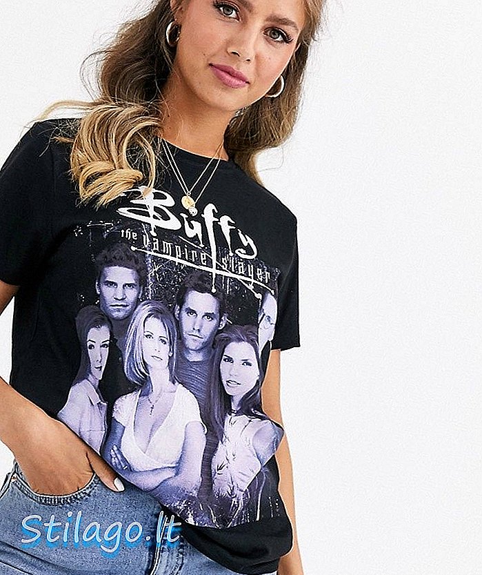 Buffy The Vampire Slayer 프린트 블랙 티셔츠 ASOS DESIGN 티셔츠