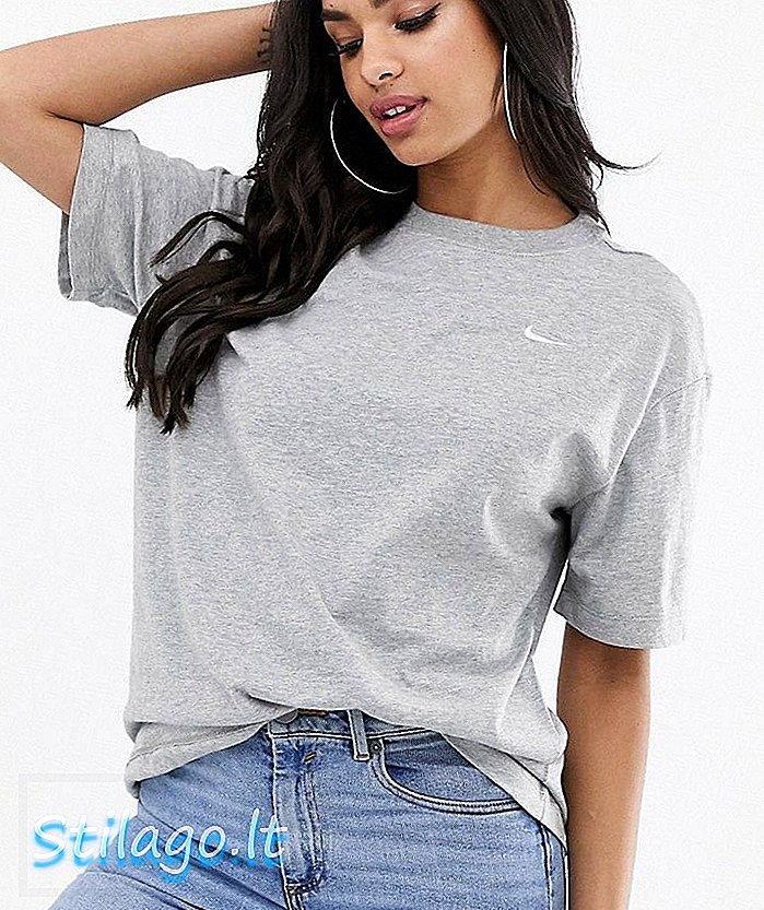 Nike - Grijs oversized T-shirt met mini-swoosh