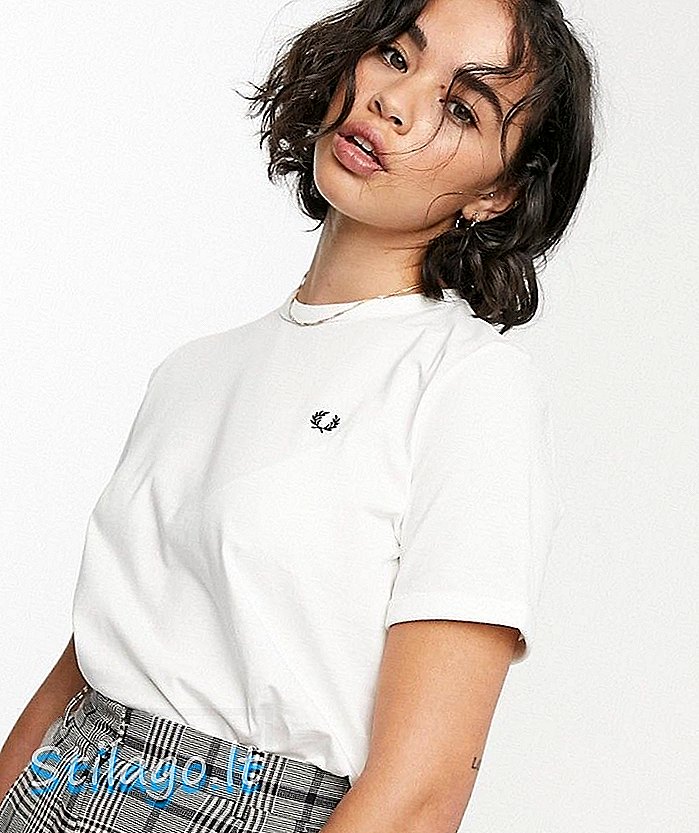T-shirt con logo Fred Perry-Bianco