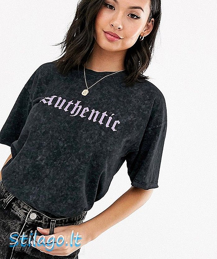 ASOS DESIGN avslappnad t-shirt med autentiskt motiv i tvätt-svart