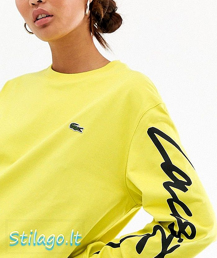 Lacoste Live camiseta unisex de manga larga con logo estampado-Amarillo