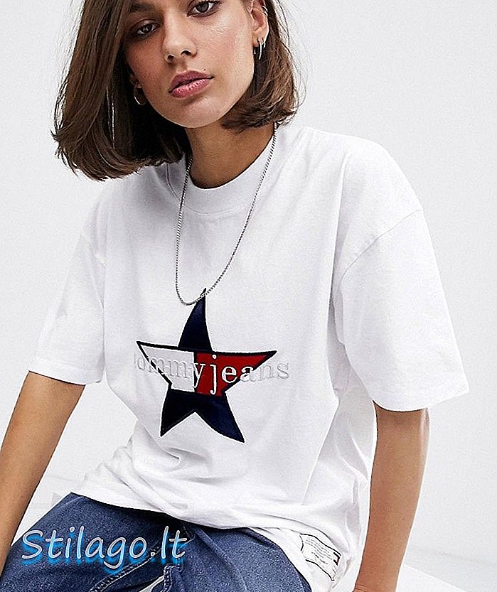 T-shirt z logo letniej gwiazdy dziedzictwa Tommy Jeans-biały