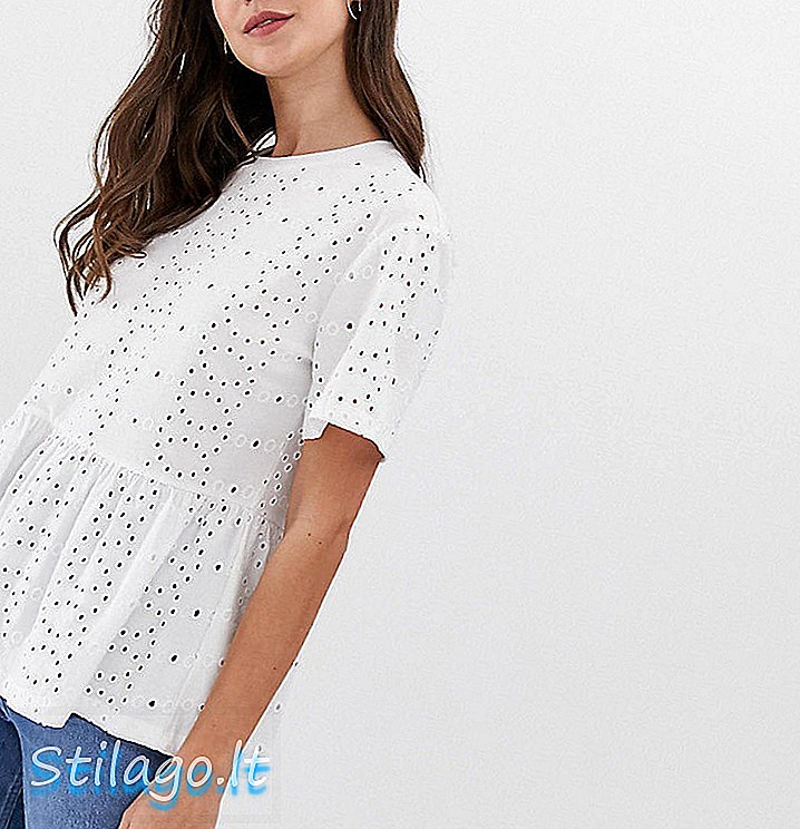 ASOS DESIGN Visoki smok top u broidery-Bijeloj boji