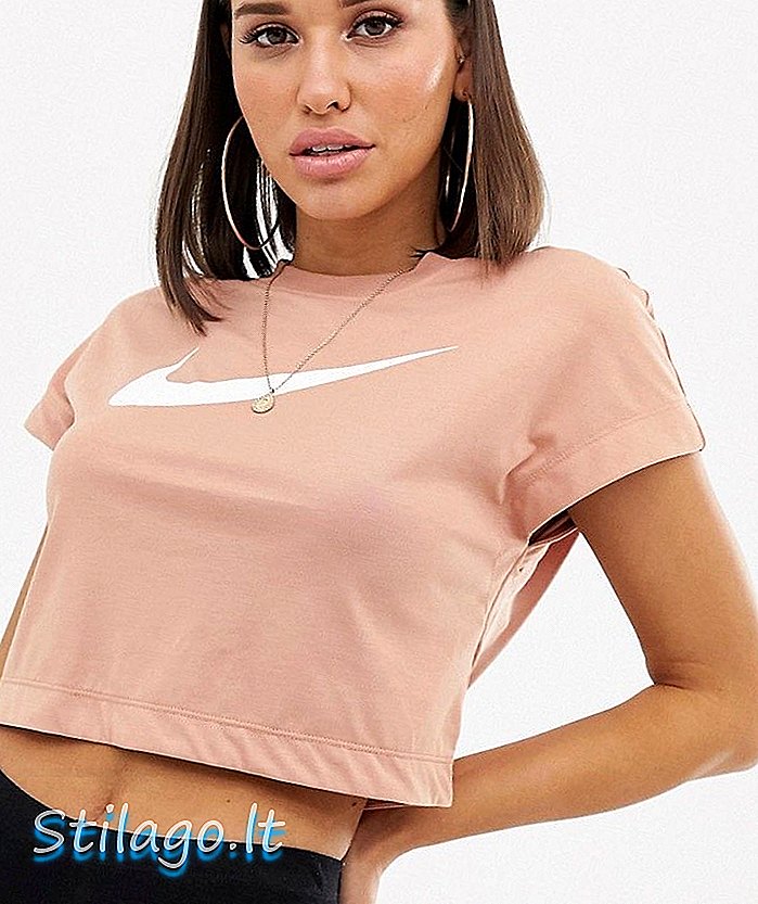 Nike Rose Gold Swoosh Crop T-Shirt-Pink