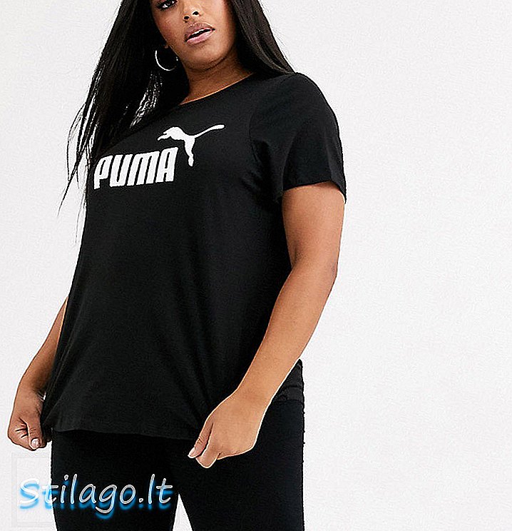 Tee logo hitam Puma Plus Essentials