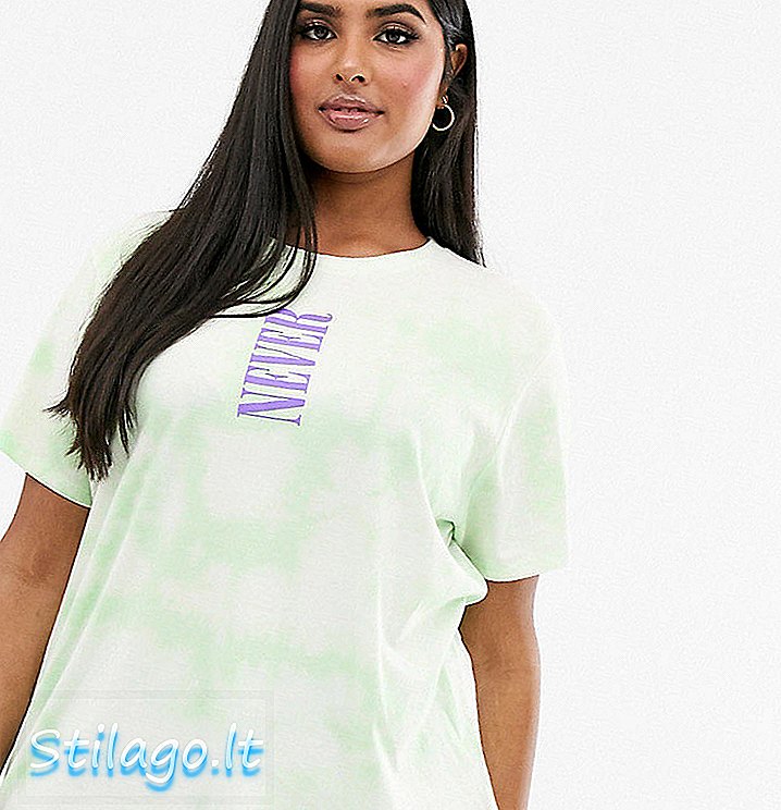 ASOS DESIGN Curve - T-shirt met tie-dye en slogan-groen