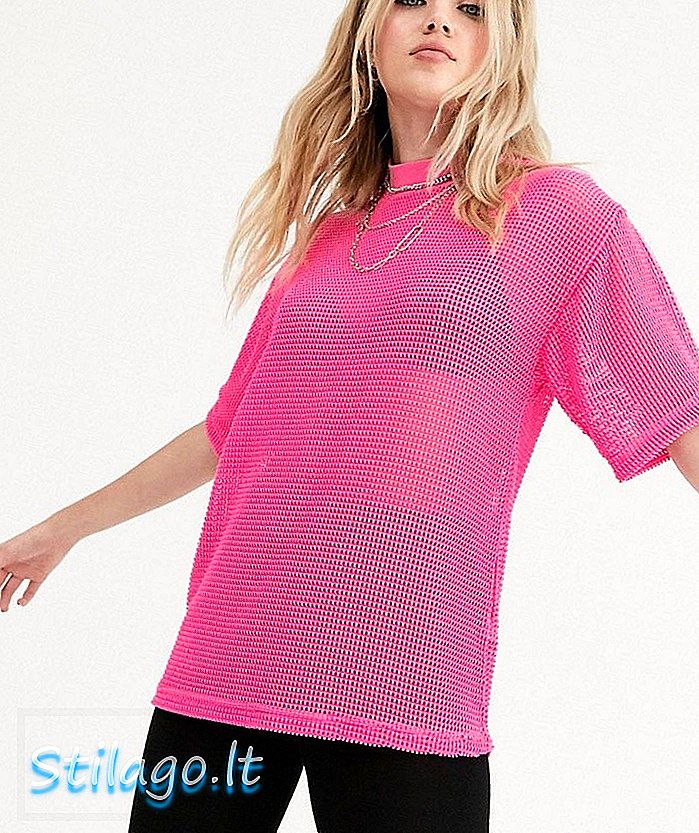 Tricou supradimensionat din plasă ASOS DESIGN-Roz
