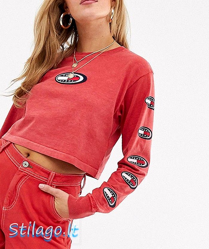 Tommy Jeans sommerarv oval logo langærmet t-shirt-rød