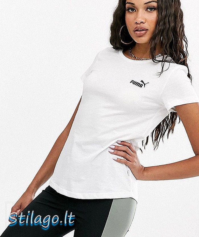 T-shirt logo kecil putih Puma Essentials