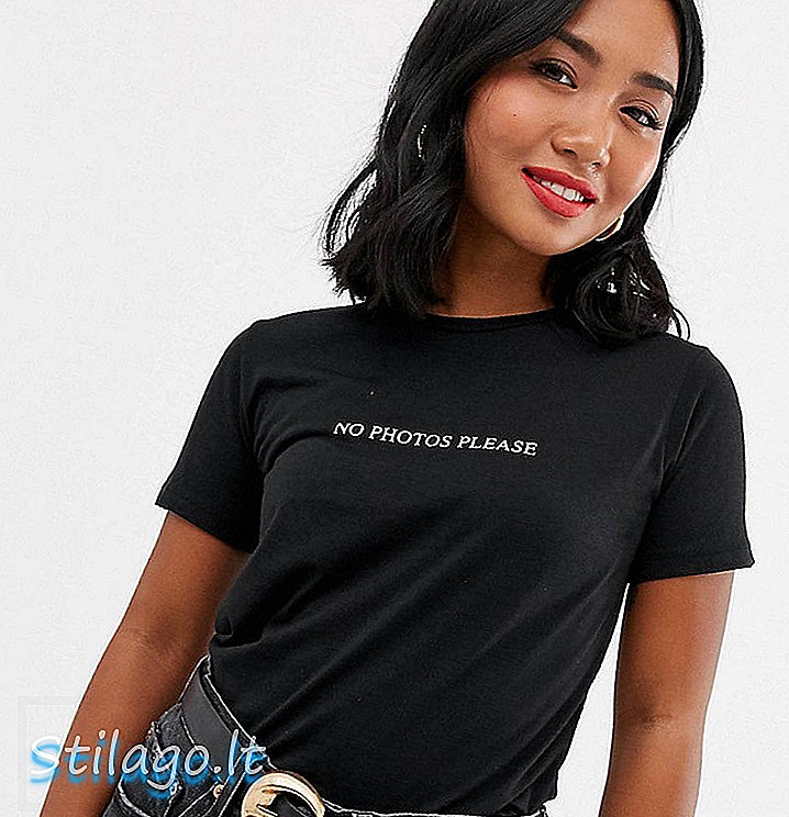 New Look Petite žiadne sloganové tričko s fotografiami v čiernej farbe