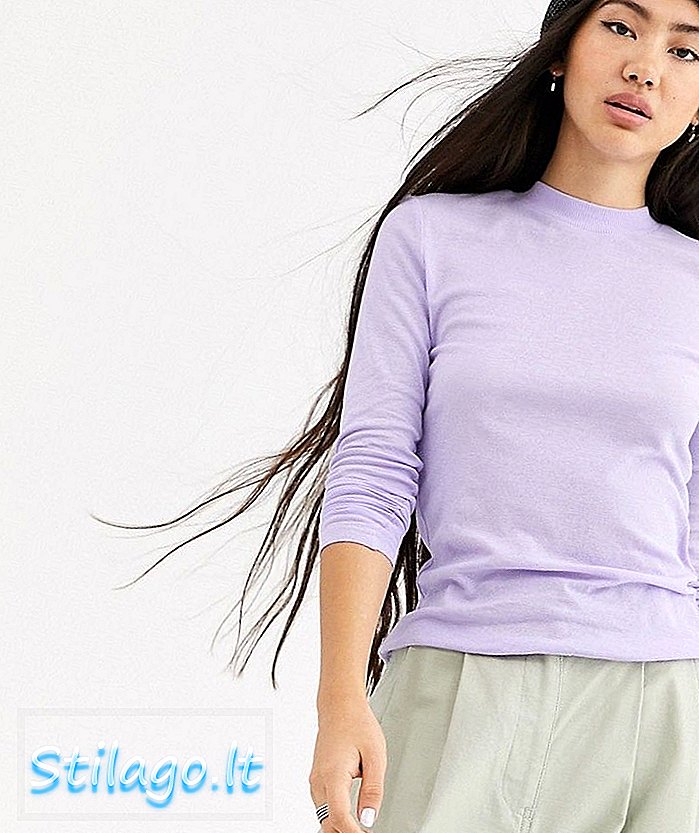 Víkendové tričko Meja s dlhým rukávom v lila fialovej