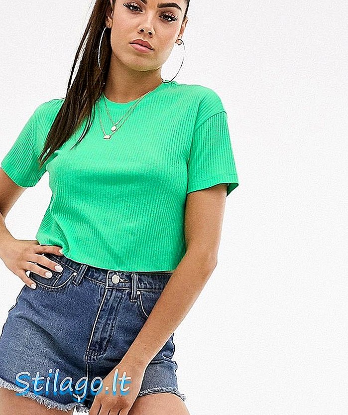 ASOS DESIGN sklizeň tee v robustní žebro v zelené