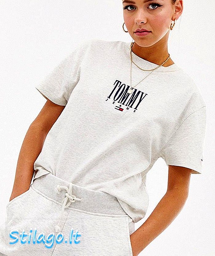 Tommy Jeans besticktes Logo T-Shirt-Grau