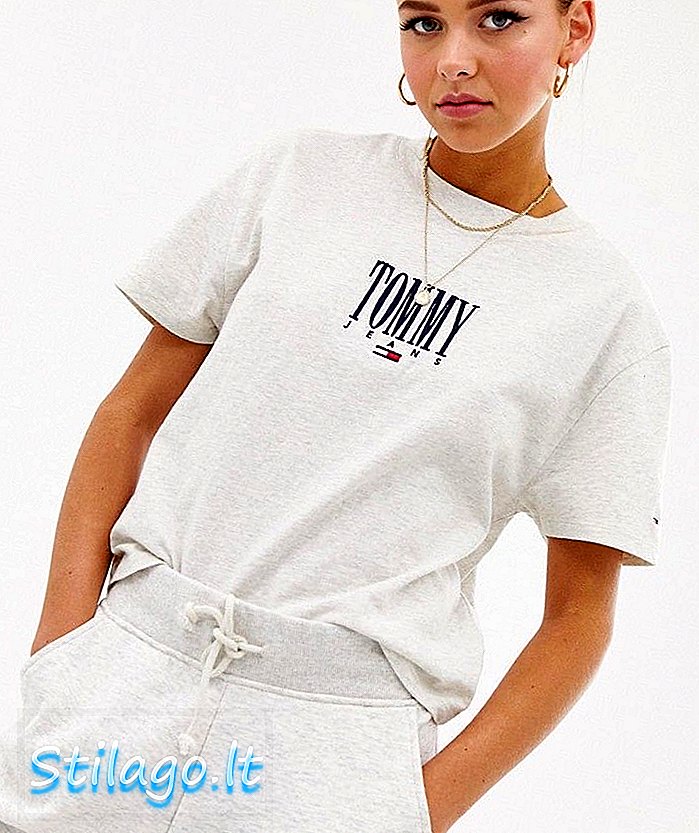 Tommy Jeans - T-shirt à logo brodé - Gris