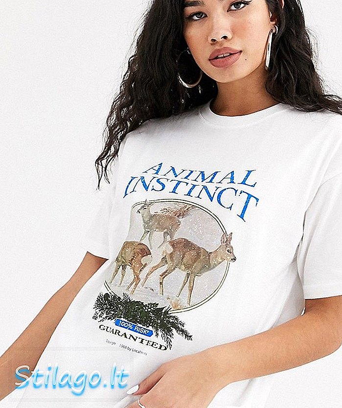 Local Heroes oversized 'animal instinct' t-shirt in het wit