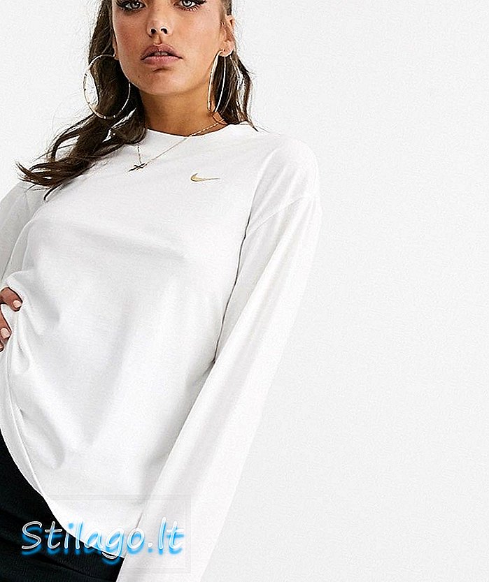 Nike camiseta blanca de manga larga mini swoosh