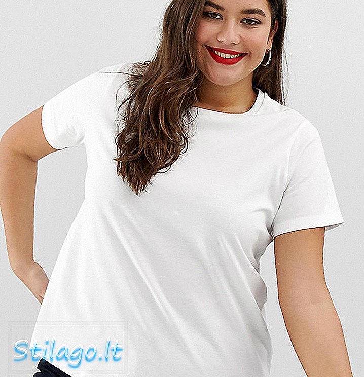T-shirt ASOS DESIGN Curve dengan leher awak berwarna putih