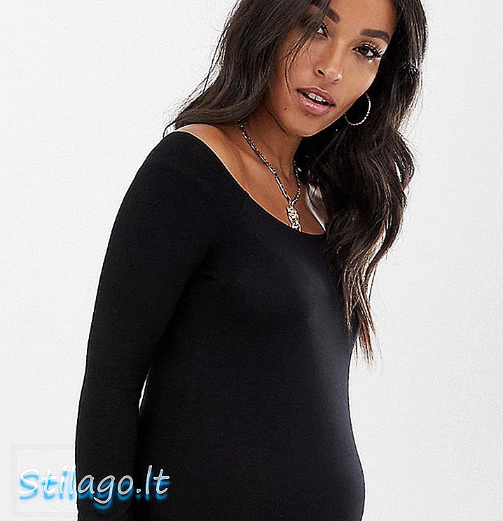 ASOS DESIGN Maternity - Schouderloze off-shoulder top met lange mouwen in zwart