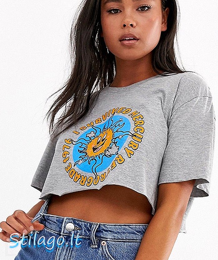 New Girl Order tričko z bio bavlny pro plodiny se sluneční grafikou-šedé