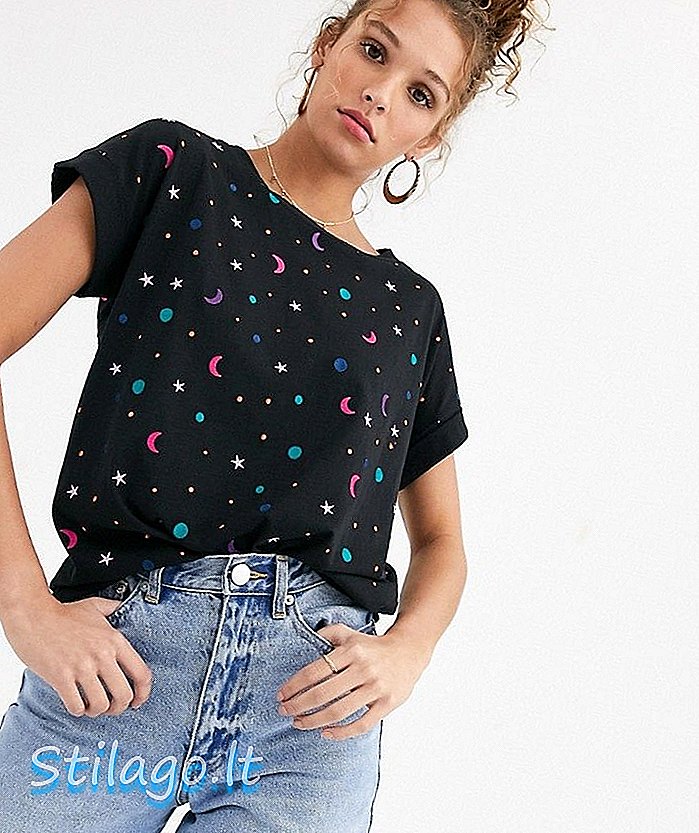 Тениска Fabienne Chapot Duckie звезди и луни-черна