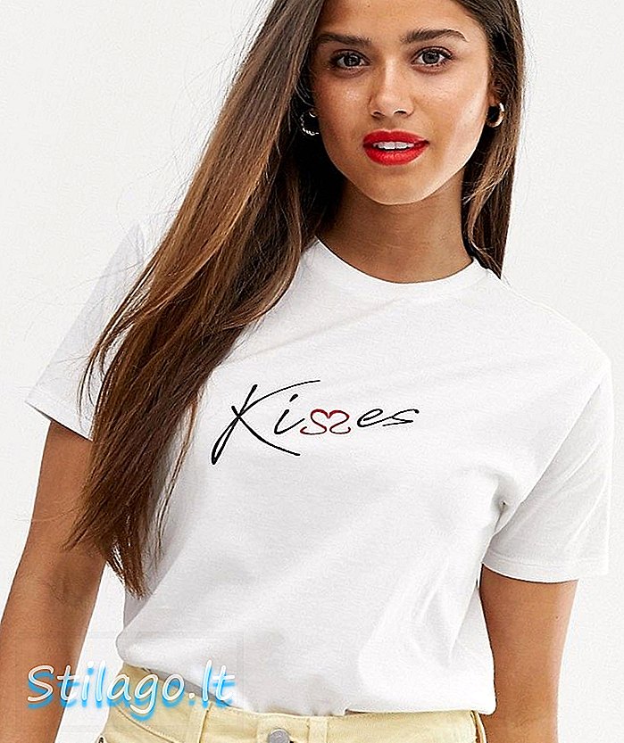 Tricou ASOS DESIGN cu imprimeu sărutări-Alb