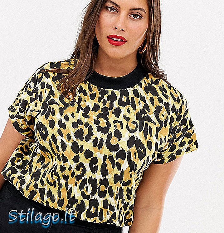 Camiseta de cuello alto de Simply Be en leopard-Multi