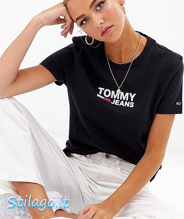 Tommy Jeans logo perusahaan tee-Black