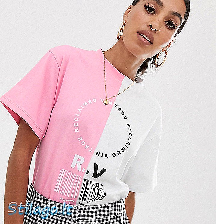 Återvinnad Vintage inspirerad skarvad logotryck t-shirt-rosa