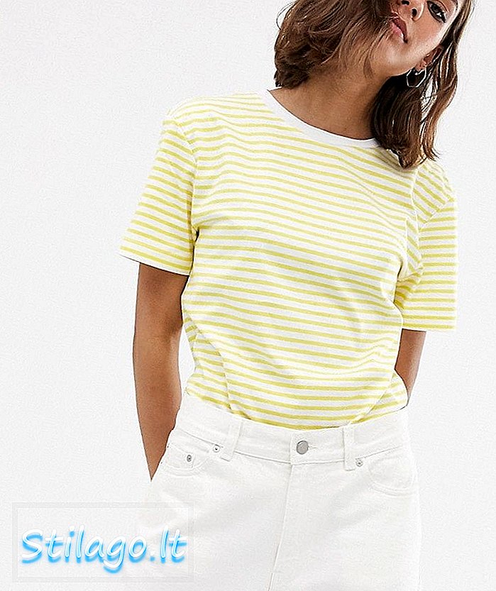 Δερμάτινο μπλουζάκι με χαλαρή φόρμα-Κίτρινο