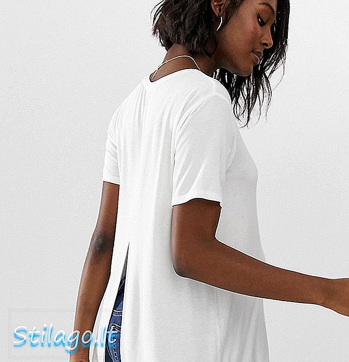 एएसओएस डिझाईन प्रसूतीचा टी-शर्ट ज्यामध्ये ड्रेपी स्प्लिट परत पांढरा आहे