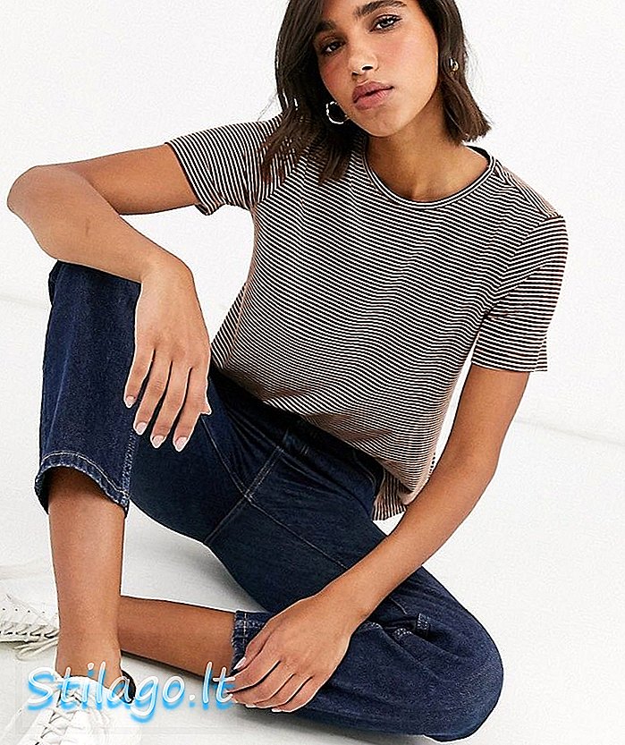 חולצת טריקו של Vero Moda מודפסת בפסים חומים-מולטי
