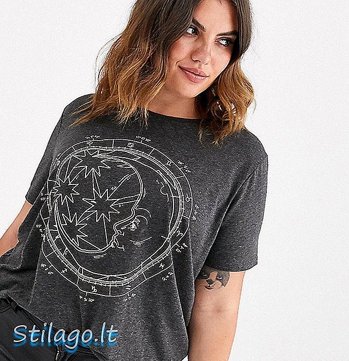 Endast kurva zodiak överdimensionerad t-shirt-Grå