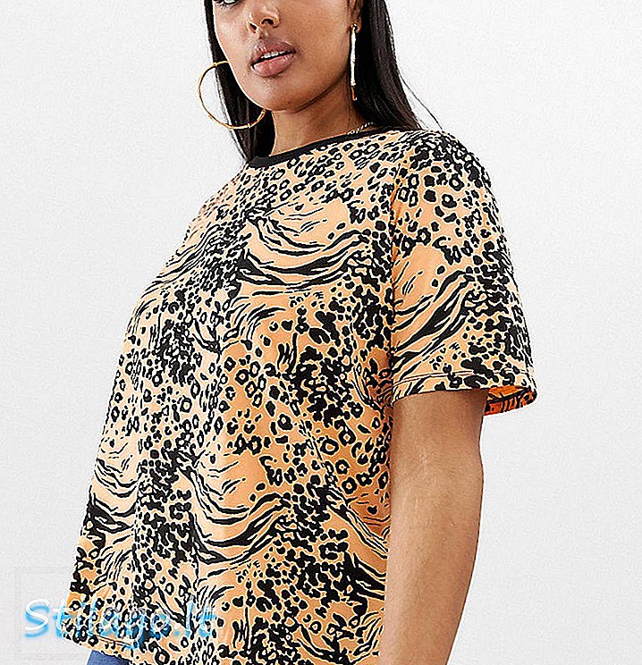 ASOS DESIGN - T-shirt curva con brillante stampa animalier-arancione