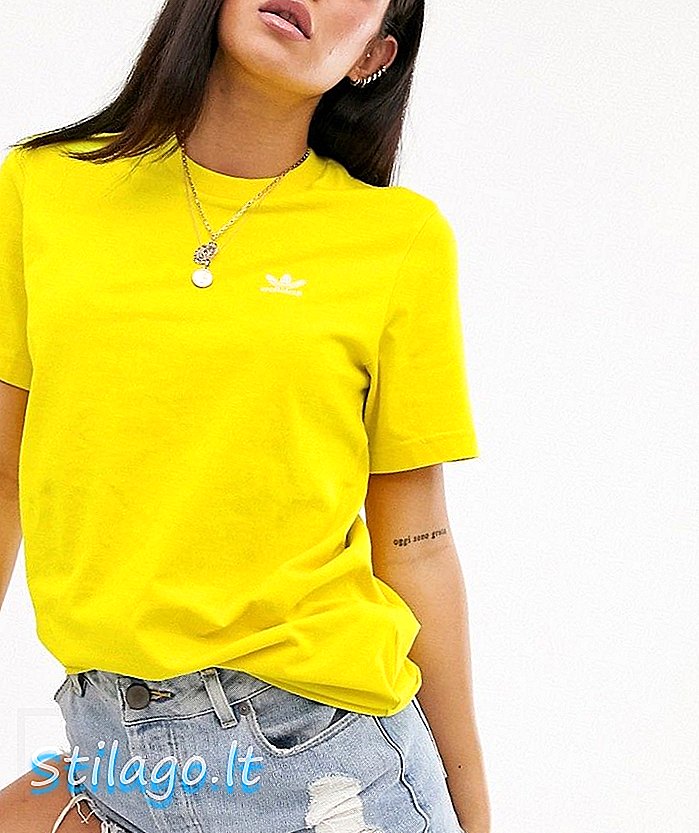 Camiseta adidas Originals Essential mini com logotipo amarelo