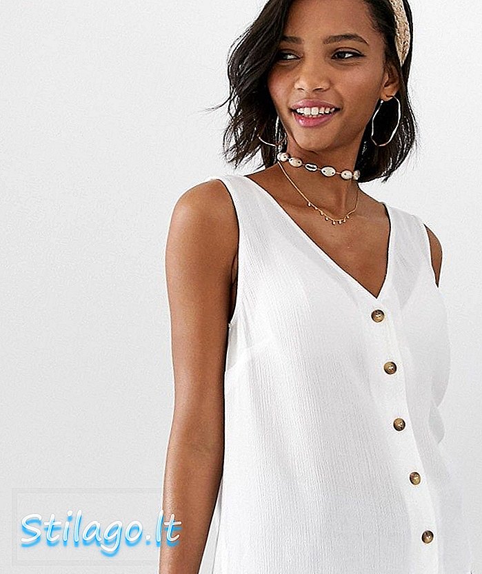 ASOS DESIGN-knap gennem vest i crinkle-White