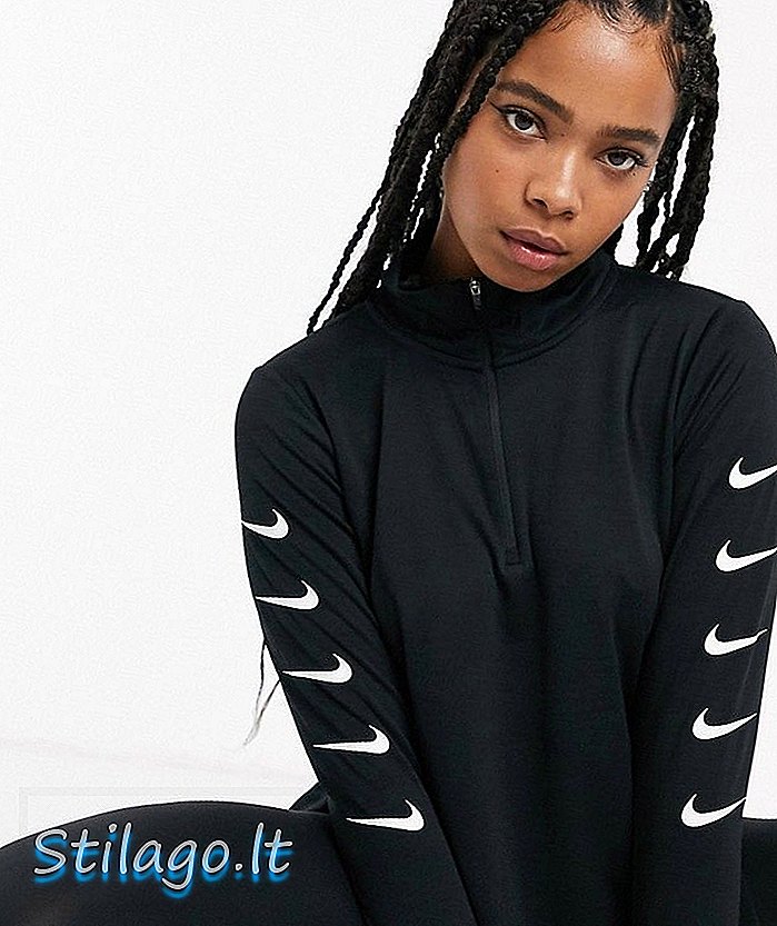 Nike Running Swoosh - Top demi-zip en noir