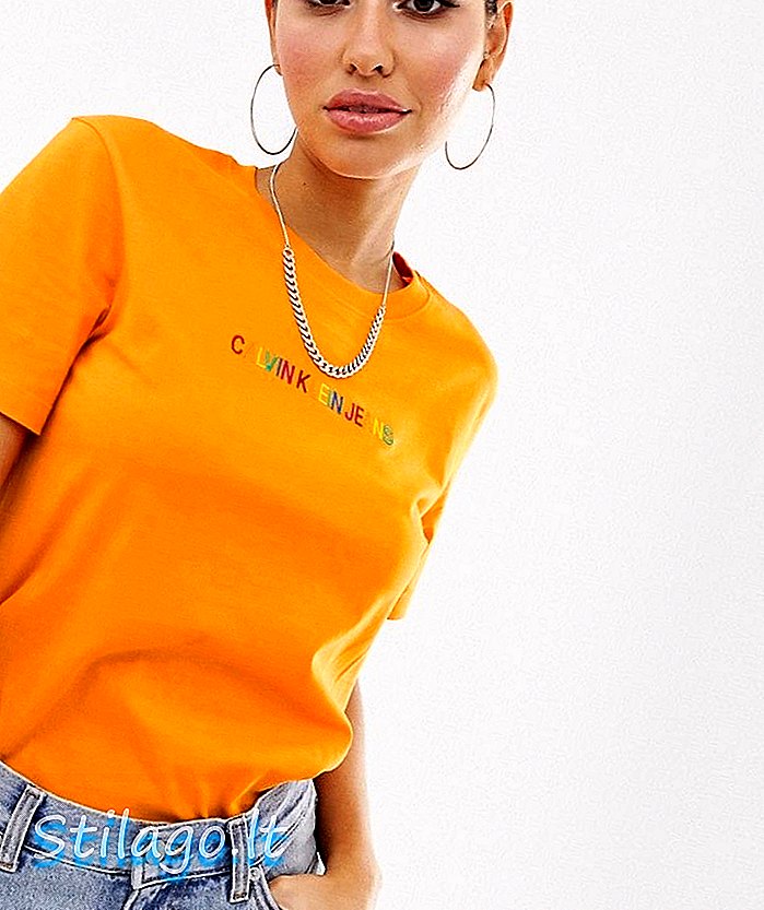 Calvin Klein Jeans camiseta con logo del arcoíris-Naranja