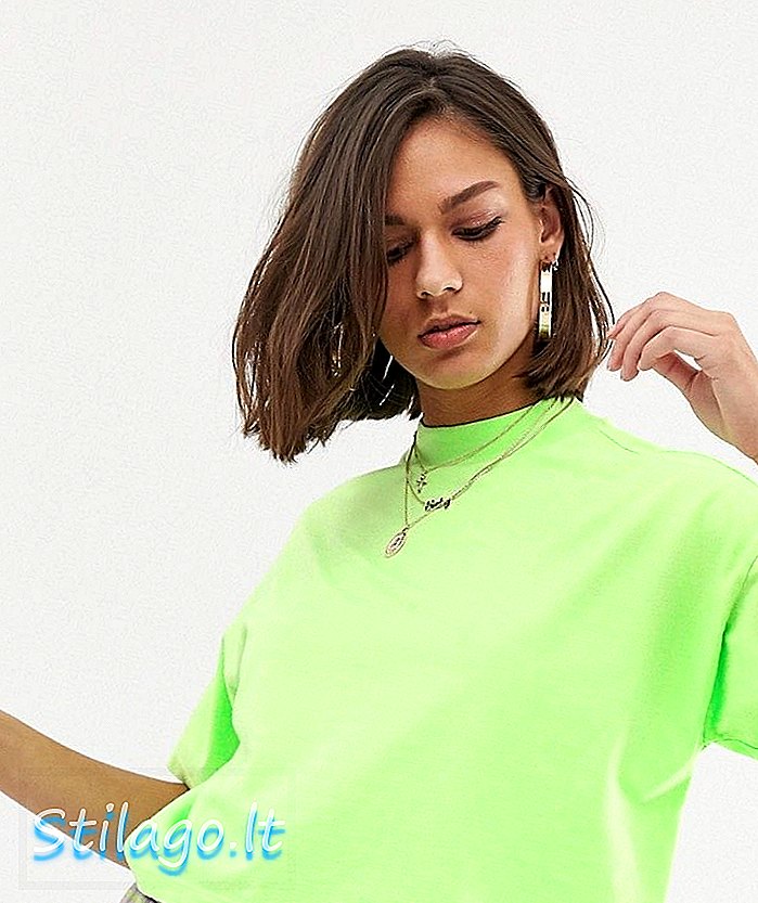 T-shirt quadrada neon da ASOS DESIGN com crescido no pescoço em verde neon lavado