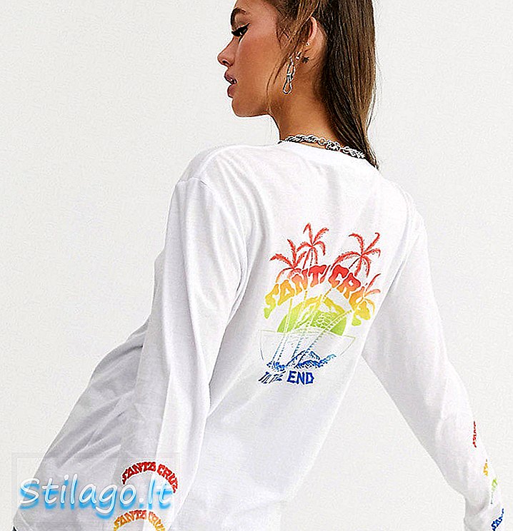 Тениска с дълъг ръкав Santa Cruz Horizon с щампа на ръка и гръб в бяло Ексклузивно за ASOS