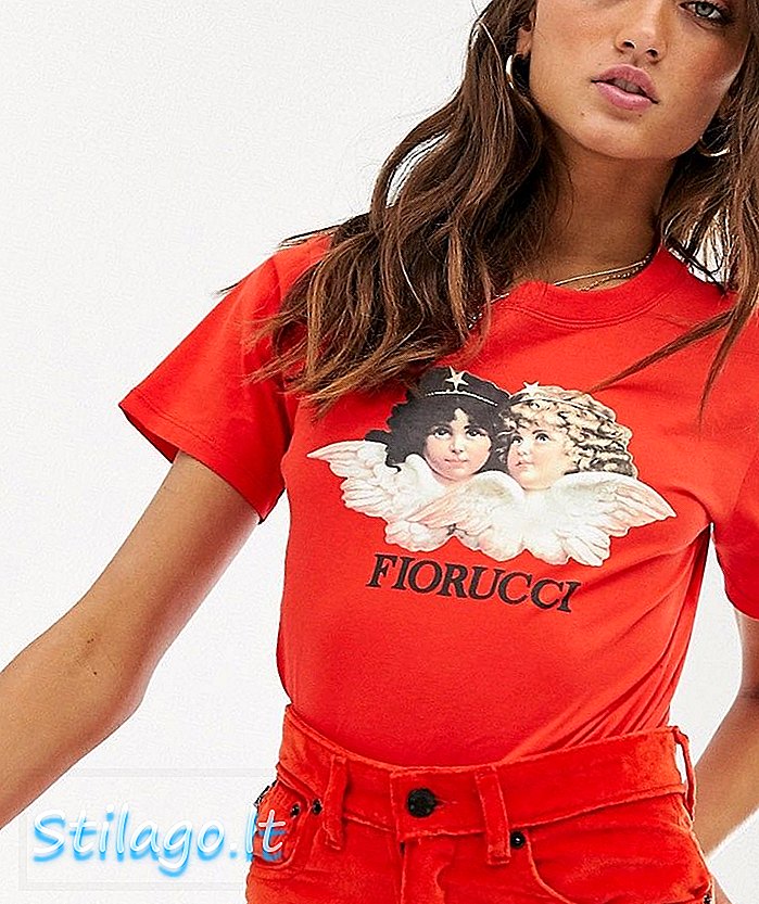 Camiseta Fiorucci vintage angels en rojo-naranja
