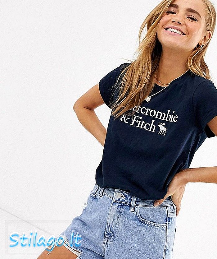 Abercrombie & Fitch 클래식 로고 티셔츠-네이비
