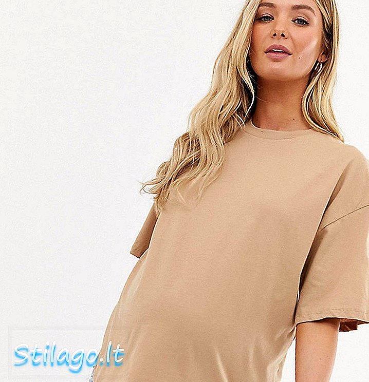 Camiseta súper grande de ASOS DESIGN Maternity con lavado en arena marrón