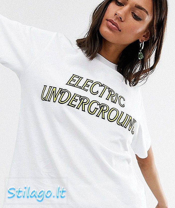 T-shirt rilassata Hosbjerg con stampa elettrica underground bianca