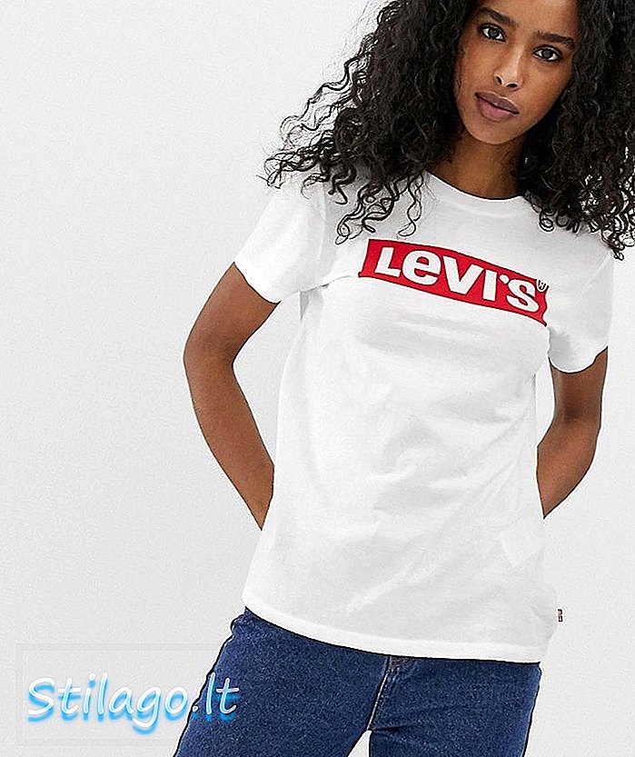 „Levi“ puikūs marškinėliai su logotipu-balta
