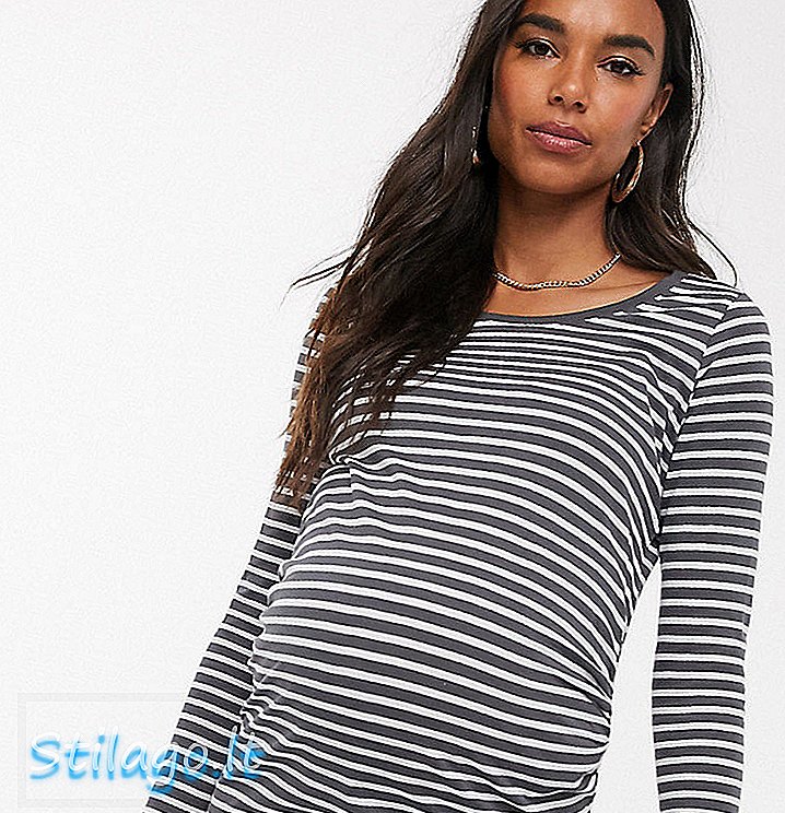 New Look Maternity langermet topp i grå stripe