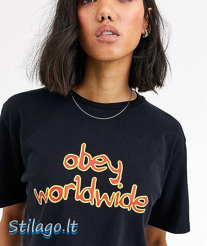Тениска за гадже на Obey с ретро лого-Черно