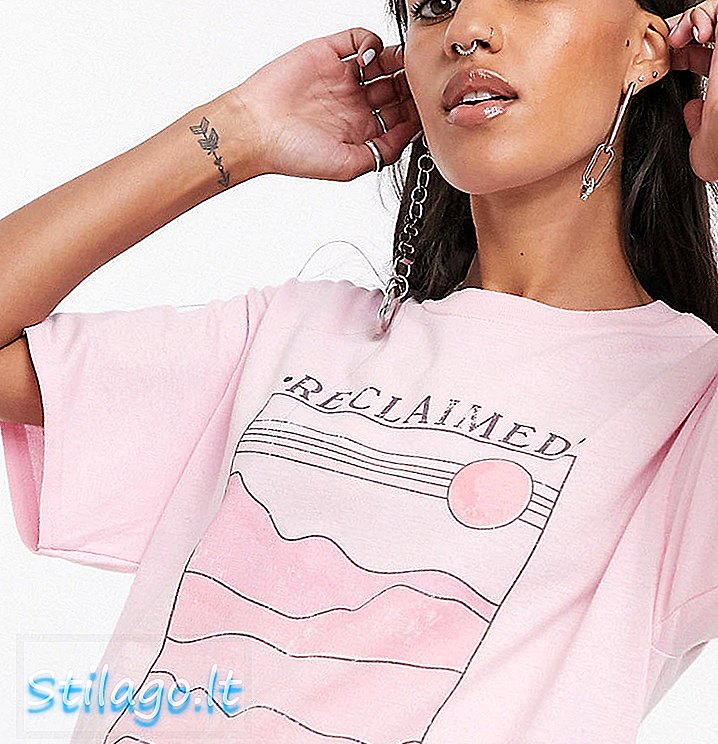 T-shirt rigenerata ispirata al sole di ispirazione vintage-Rosa