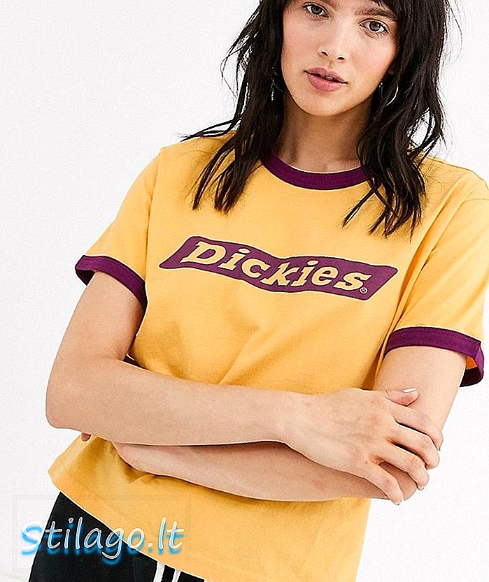 Dickies ringer-t-shirt med stor frontlogo-gul
