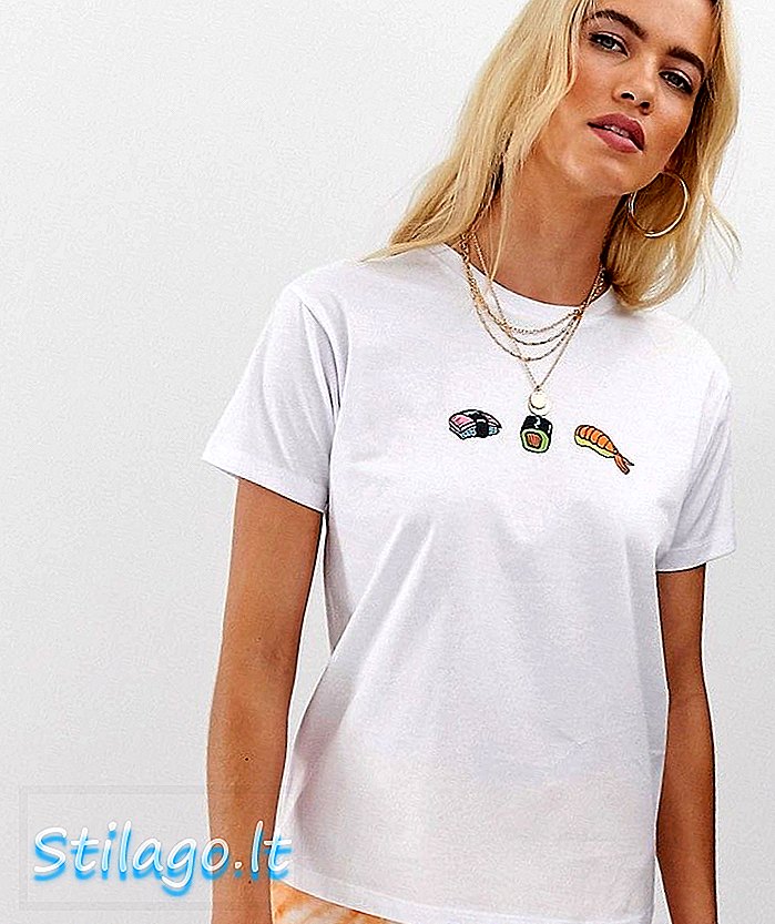 T-shirt ASOS DESIGN con stampa sushi-bianca