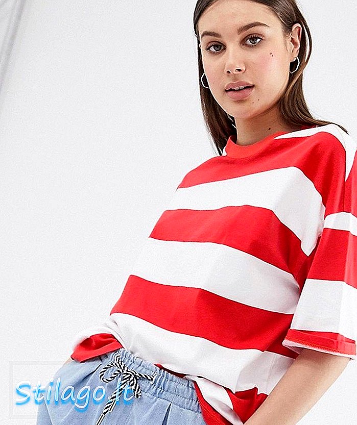 Super übergroßes T-Shirt von ASOS DESIGN in Chunky Stripe-Red